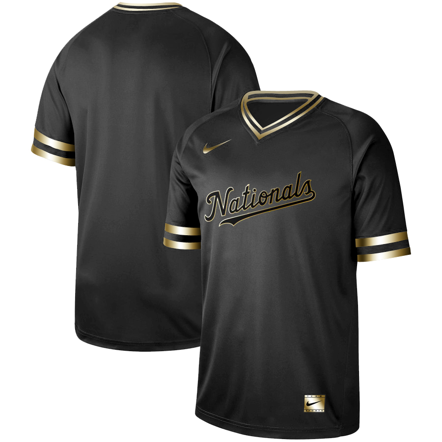 Men's Washington Nationals Black Gold Stitched MLB Jersey
